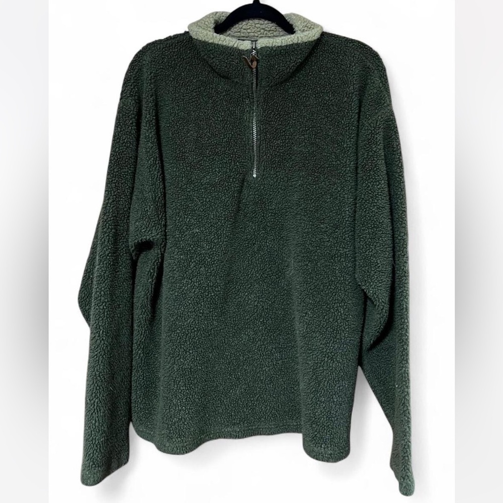 St. John's Bay Vintage Dark Green Collared Quarter Zip-Up Sweater